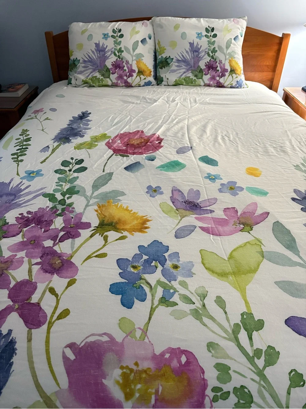 Bluebellgray Tetbury Meadow Full/Queen Floral Watercolor Cotton Duvet Cover Set